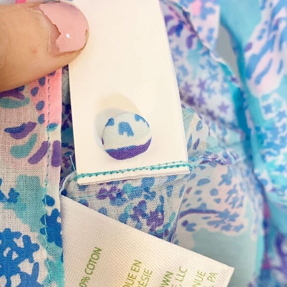 Lilly Pulitzer Coleman Top Now You Sea Me Blue Ibiza Button Up Size X-Small New - Picture 11 of 12